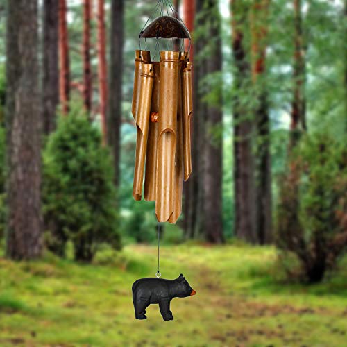 Woodstock Chimes CBASS The Original Guaranteed Musically Tuned Chime Asli Arts Collection, Medium, Half Coconut Bamboo - Bass
