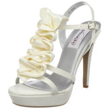 Dyeables Women's Ivy Ankle-Strap Sandal,Ivory Satin,6 B US