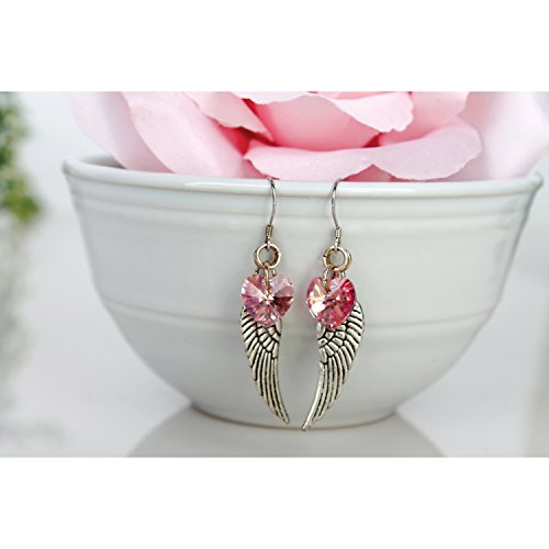 Woodstock Angel Wing Earrings, Light Rose- Rainbow Maker Collection