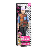 Barbie Ken Fashionistas Doll #154 with Sculpted Purple Hair Wearing a Color-Blocked Plaid Shirt, Black Denim Pants & Boots, Toy for Kids 3 to 8 Years Old