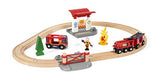 BRIO 33815 Rescue Firefighter Set | 18 Piece Train Toy with a Fire Truck, Accessories and Wooden Tracks for Ages 3 and Up