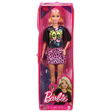 Barbie Fashionistas Doll #155 with Blond Hair with Rock Tee and Skirt, Toy for Kids 3 to 8 Years Old