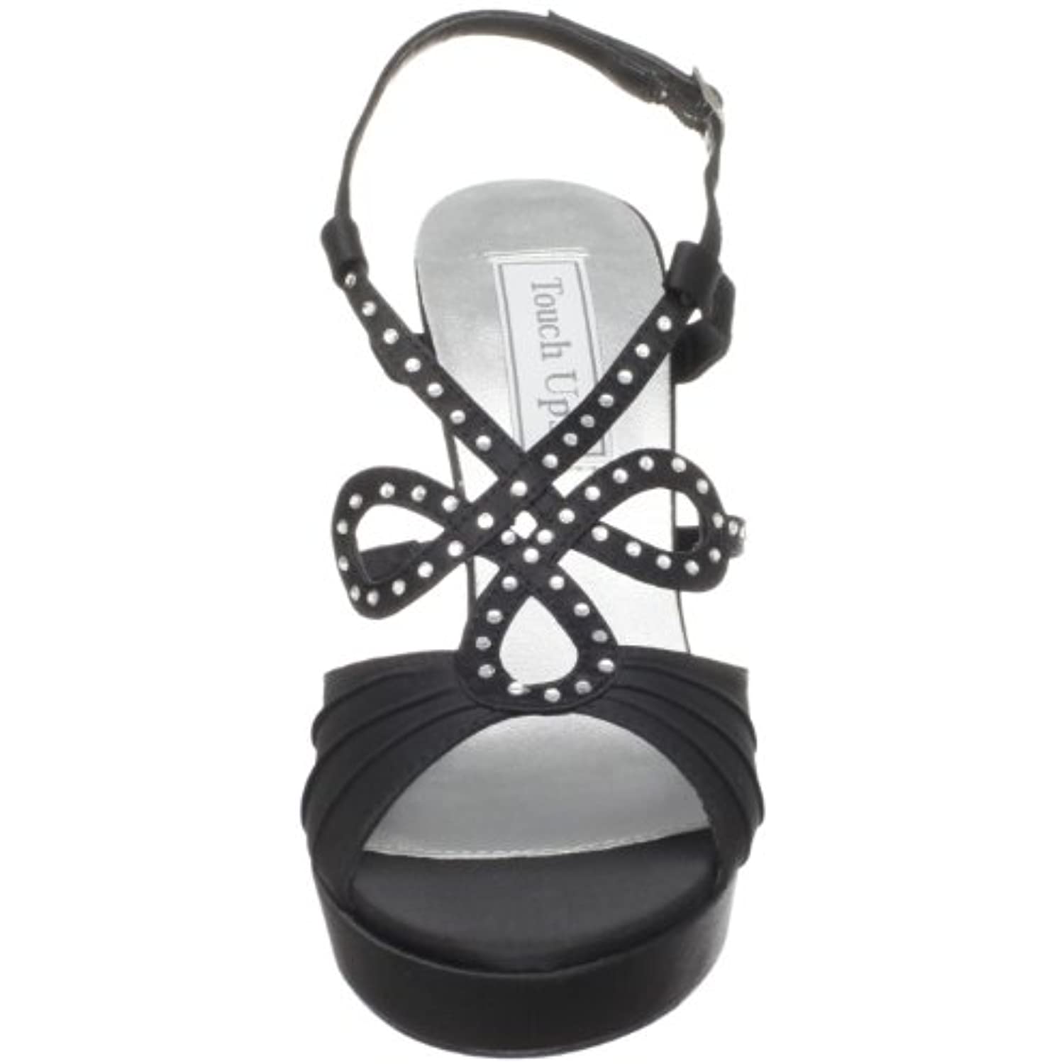 Touch Ups Women's Lonnie Leather Platform Sandal,Black Satin,9 M US