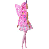 Barbie Dreamtopia Fairy Doll, 12-Inch, with Pink and Blue Jewel Theme, Pink Hair and Wings, Gift for 3 to 7 Year Olds, Multi
