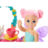 Barbie Dreamtopia Tea Party Playset with Barbie Fairy Doll, Toddler Doll, Tea Set, Pet and Accessories, Multi