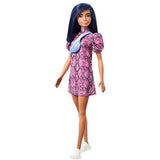 Barbie Fashionistas Doll #143, with Pink Snake Print Dress and Over The Shoulder Bag Toy for Kids 3 to 8 Years Old