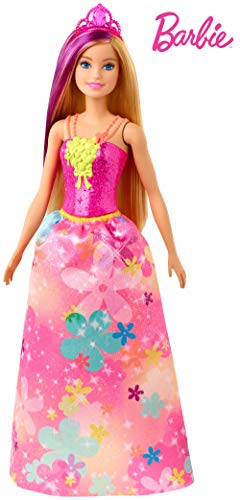 Barbie Dreamtopia Princess Doll, 12-Inch, Blonde with Purple Hairstreak Wearing Pink Skirt and Tiara, for 3 to 7 Year Olds