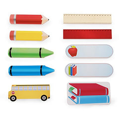 Guidecraft Classroom Wall Art School Bus - Kids Learning Wooden Educational Decorative Sign, Children's School Supply