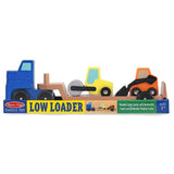 3 Item Bundle: Melissa and Doug 4550 Low Loader and 4577 Trailer Excavator Wooden Trucks + Activity Book