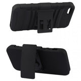 Apple iPhone 5 Case - Black Hybrid Holster Skin Cover+Hard Case with Stand Clip (GSM, CDMA)