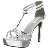 Dyeables Women's Shimmer Platform Sandal,Silver Mirror,11 B US