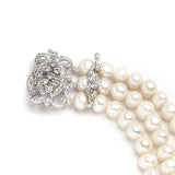 3-Row Freshwater Pearl Bridal Bracelet with Vintage CZ Clasp 4270B