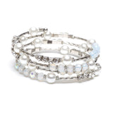 White Pearl and Opal Coil Bracelet 4300B-W-S