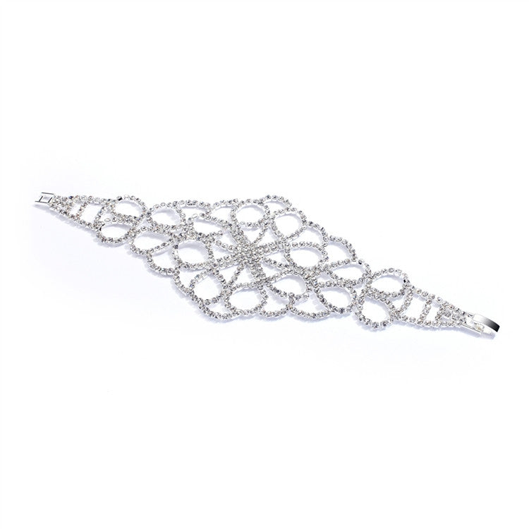 Wide Lacey Rhinestone Bracelet for Prom, Pageants & Homecoming 4320B-S