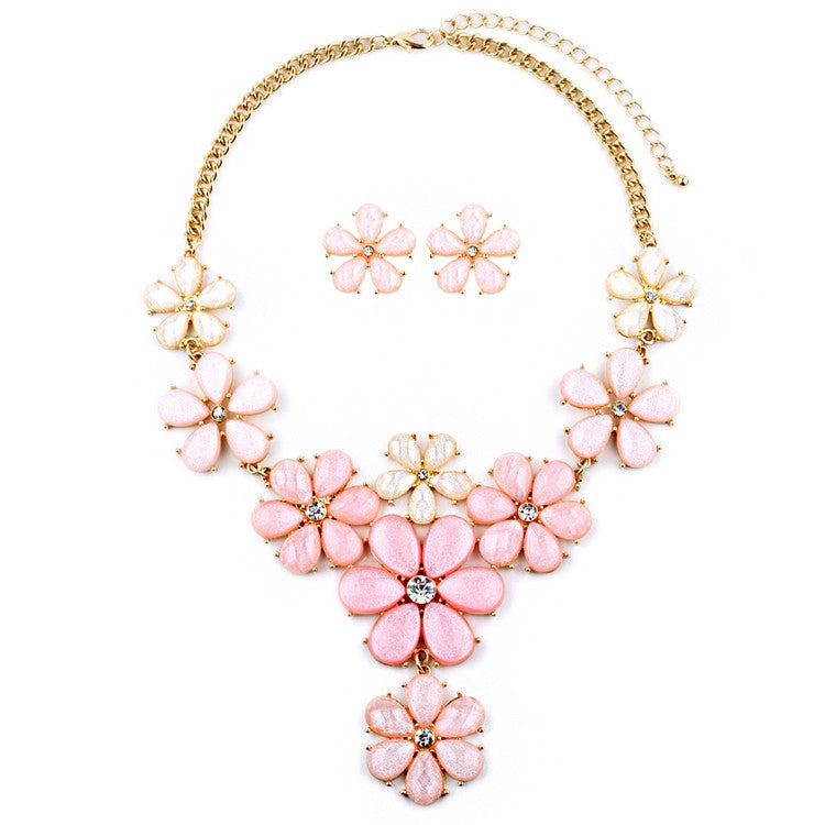 Flower Power Statement Necklace Set 4335S
