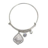 Wire Bangle Charm Bracelet with Crystal Filigree 4358B