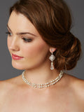 Filigree Bridal Teardrop Earrings with Pearl and Crystal Dangles 4397E-LTI-CR-S