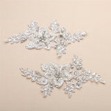 Breathtaking Crystal Bridal Lace Applique in White Floral Vine Motif 4401LA-W
