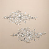 Silver Wedding Dress Applique with Sequin and Crystal Floral Vines 4410LA-W-S