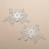 Beaded Lace Wedding Gown Appliques with Sequin Paillette Petals 4411LA-SC-S