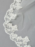 Single Layer Cathedral Mantilla Bridal Veil with Scalloped Lace Edge 4423V-I