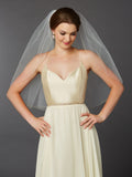 Gold Pencil Edge Classic Waist or Elbow Single Layer Wedding Veil 4434V-30-I-G