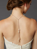Adjustable Glass Pearl Back Necklace with Lariat Dangles - Handmade USA 4440N-LTI-CR-S