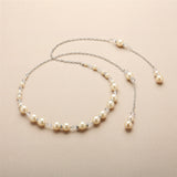 Adjustable Glass Pearl Back Necklace with Lariat Dangles - Handmade USA 4440N-LTI-CR-S