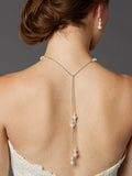 Adjustable Glass Pearl Back Necklace with Lariat Dangles - Handmade USA 4440N-W-CR-S