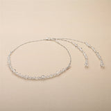 Handmade Crystal Back Necklace with Two Dangles 4441N-CR-S