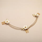 Triple Combs Enamel Bridal Headpeice with Crystal Swags 4449HC-I-G