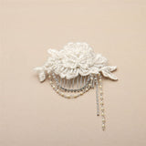 English Rose Lace Comb with Pearl and Crystal Draped Swags 4452HC-LTI