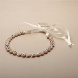 Rose Gold Bridal Headband with Genuine Preciosa Crystals 4455HB-RG-I