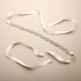 Bridal Belt Sash with Braided Silver Seed Beads and Genuine Crystals 4458SH-S