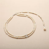 2-Row Glass Pearl Bridal Back Necklace with Dramatic Backdrop 4472N-LTI-S