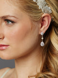 CZ and Freshwater Pearl Designer Bridal Earrings 4493E-S