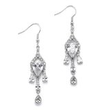 Brilliant CZ Pear Chandelier Earrrings with Bezel Set Teardrops 4503E-S