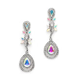 Abstract Statement Earrings with AB Pears and Petals 4539E-AB-S