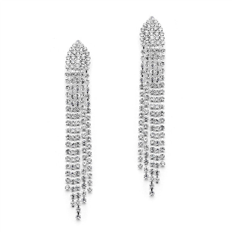 Wholesale Clip-on Rhinestone Shower Earrings 4542EC-CR-S