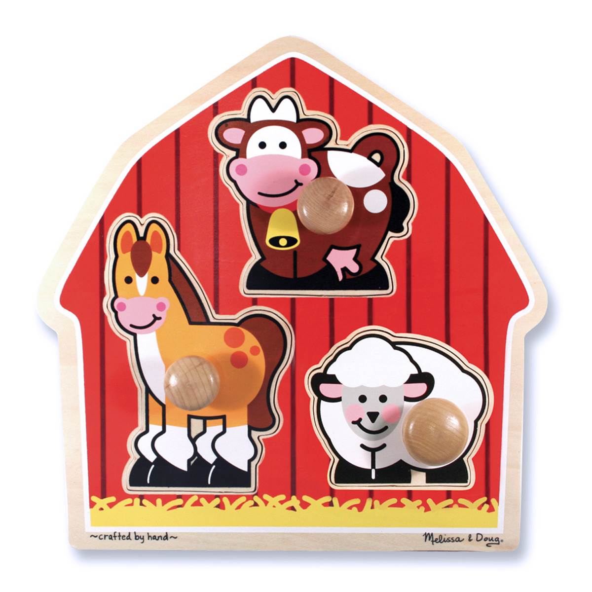 7 Pack MELISSA & DOUG BARNYARD ANIMALS JUMBO KNOB PUZZLE