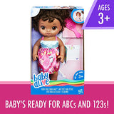 BABY ALIVE READY FOR SCHOOL BABY: Baby Doll with Black Curly Hair, School-Themed Dress, Doll Accessories Include Notebook & Brush, Doll For 3-Year-Old Girls and Boys and Up