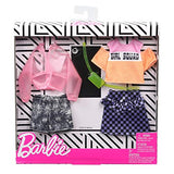 Barbie Clothes: 2 Outfits Doll Include A Jacket, ‘Girl Squad’ Top, Checked Skirt, Denim Shorts, Fanny Pack and Watch, Gift for 3 to 8 Year Olds