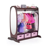 Guidecraft Dress Up Storage  Espresso: Kids' Costume Dresser, Armoire with Rack, Toy Bins and Full Mirror - Playroom Organizer, Children Room Furniture
