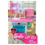 Barbie Indoor Furniture Playset, Kitchen Dishwasher with Working Door and Pull-Out Tray, Plus Dishes and Washing Accessories