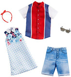 Barbie Fashion Pack with 1 Outfit of Floral Patterned Dress & 1 Accessory Doll & Striped Shirt, Shorts & Accessory for Ken Doll, Gift for 3 to 8 Year Olds