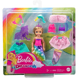 Barbie Dreamtopia Chelsea Doll and Dress-Up Set with 12 Fashion Pieces Themed to Princess, Mermaid, Unicorn and Dragon, Gift for 3 to 7 Year Olds
