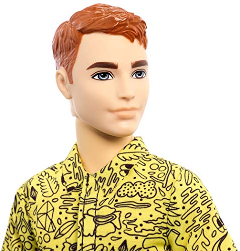 Barbie Ken Fashionistas Doll with Red Hair and Graphic Yellow Shirt