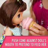 Baby Alive Magical Scoops Baby: Brunette Baby Doll with Dress and Accessories: Ice Cream Cone, Scooper, Comb and More, Perfect Toy for 3-Year-Old Girls and Boys and Up