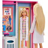 Barbie Dream Closet with Blonde Doll & 25+ Pieces, Toy Closet Expands to 2+ ft / 60+ cm Wide & Features 10+ Storage Areas, Full-Length Mirror, Customizable Desk Space and Rotating Clothes Rack