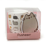 Pusheen by Our Name is Mud “Pusheen Kitties” Stoneware Coffee Mug and Coaster Gift Set, 12 oz.